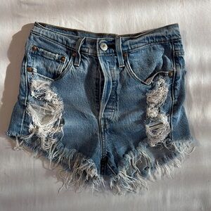 Levi's Light Blue Ripped Jean Shorts